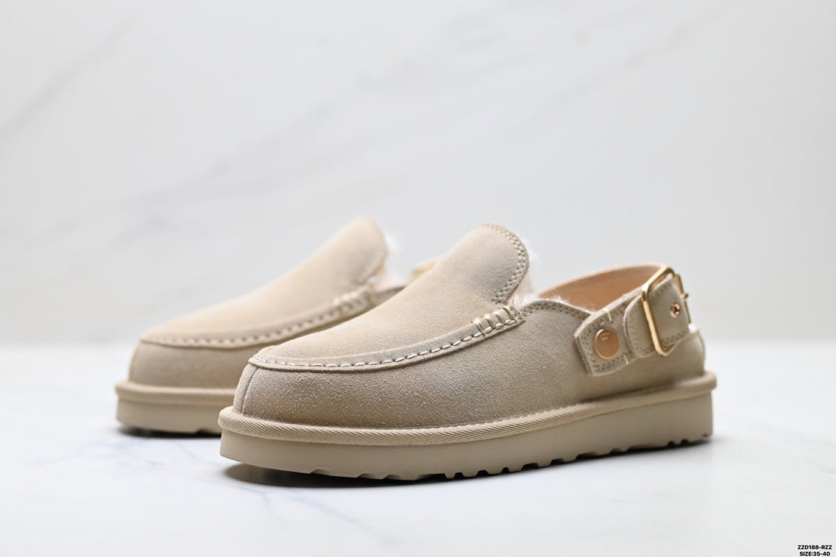 UGG Golden Family Shearling Buckle Clogs