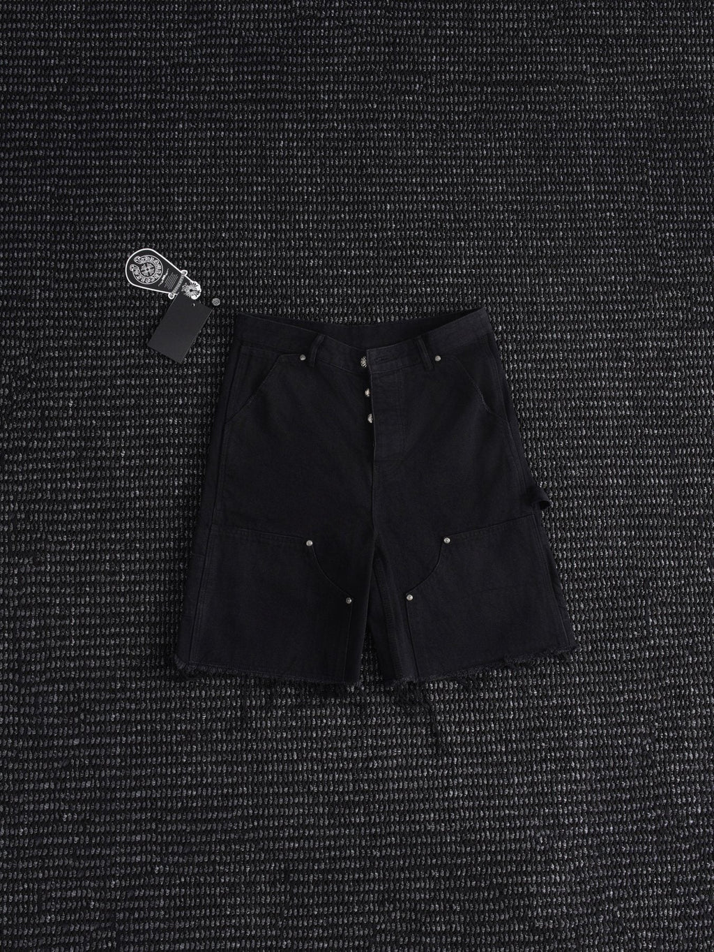 Chrome Hearts Black Graphic Appliqué Denim Cargo Shorts