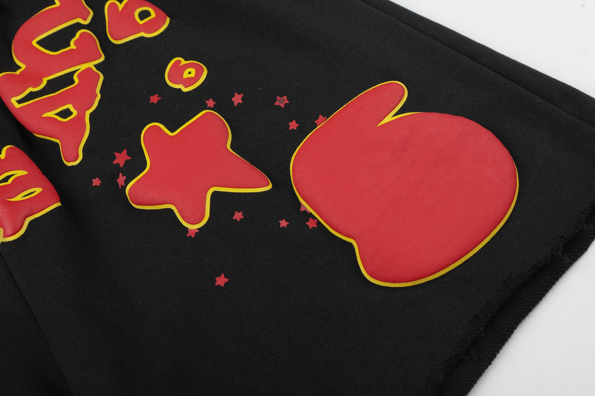 Sp5der Black Red & Yellow Graphic Shorts