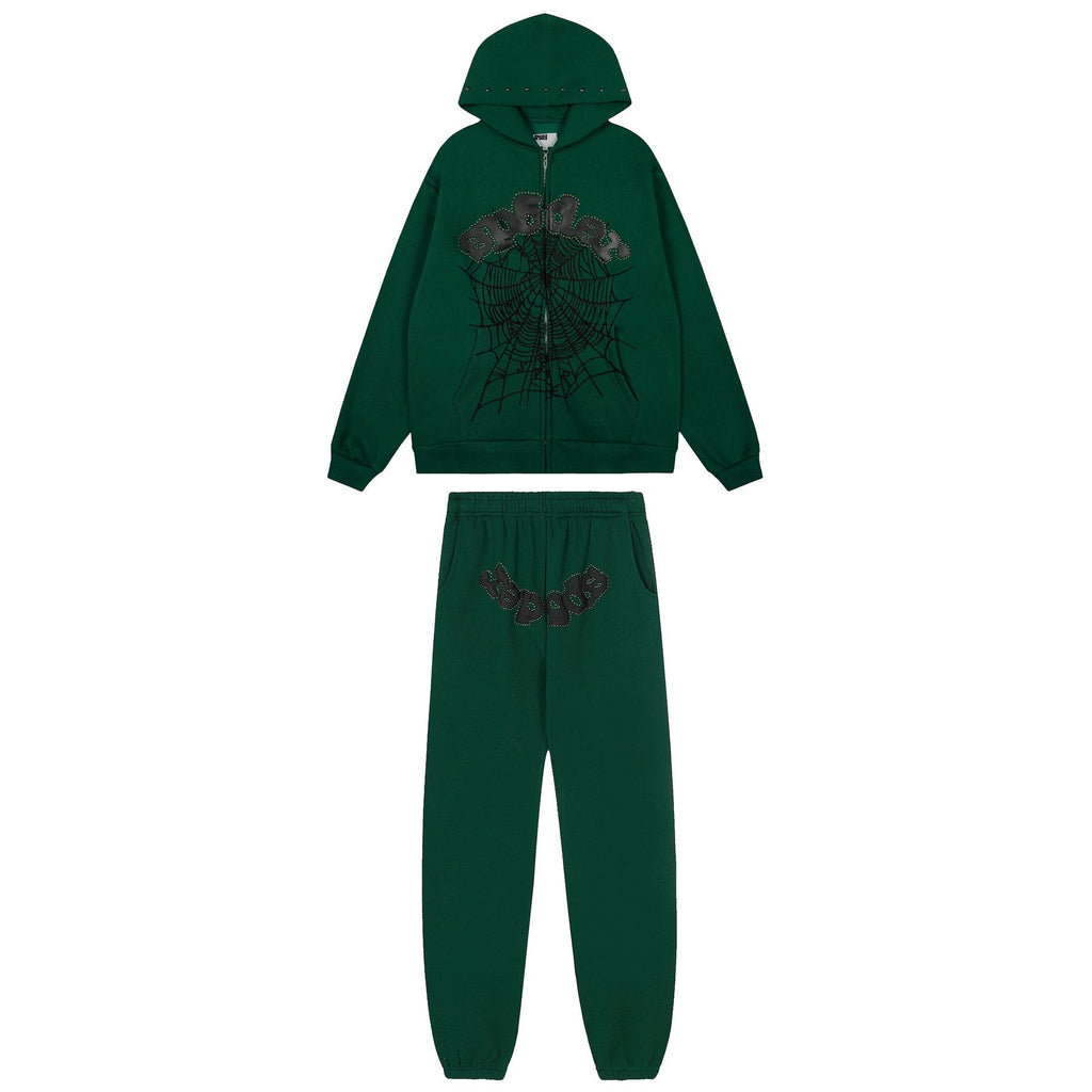 Sp5der Spiderweb Graphic Zip Hoodie & Sweatpants Matching Set